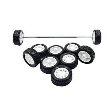 10PCS Small Toy Car Wheels 20mm Rubber Tire with 5PCS Shaft Round Axles for for DIY Model Toy RC Car Accessories (2X20MM)