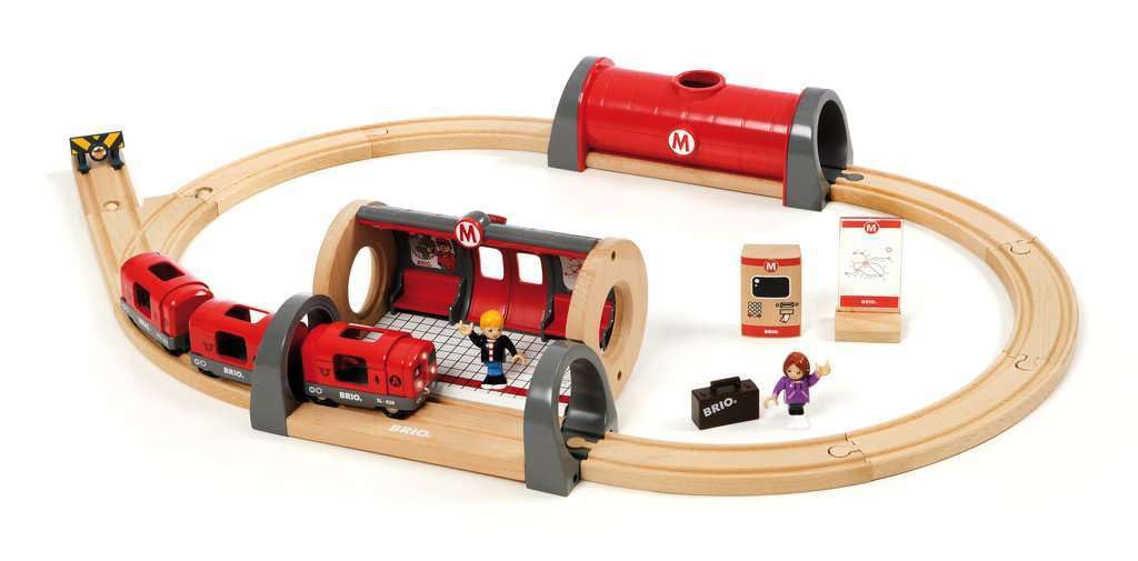 Brio - 33513 Metro Railway Set | Dynamic 20 Piece Wooden Train Set With Interactive Accessories | Perfect For Kids Ages 3 And Up | Fosters Creativity And Motor Skills