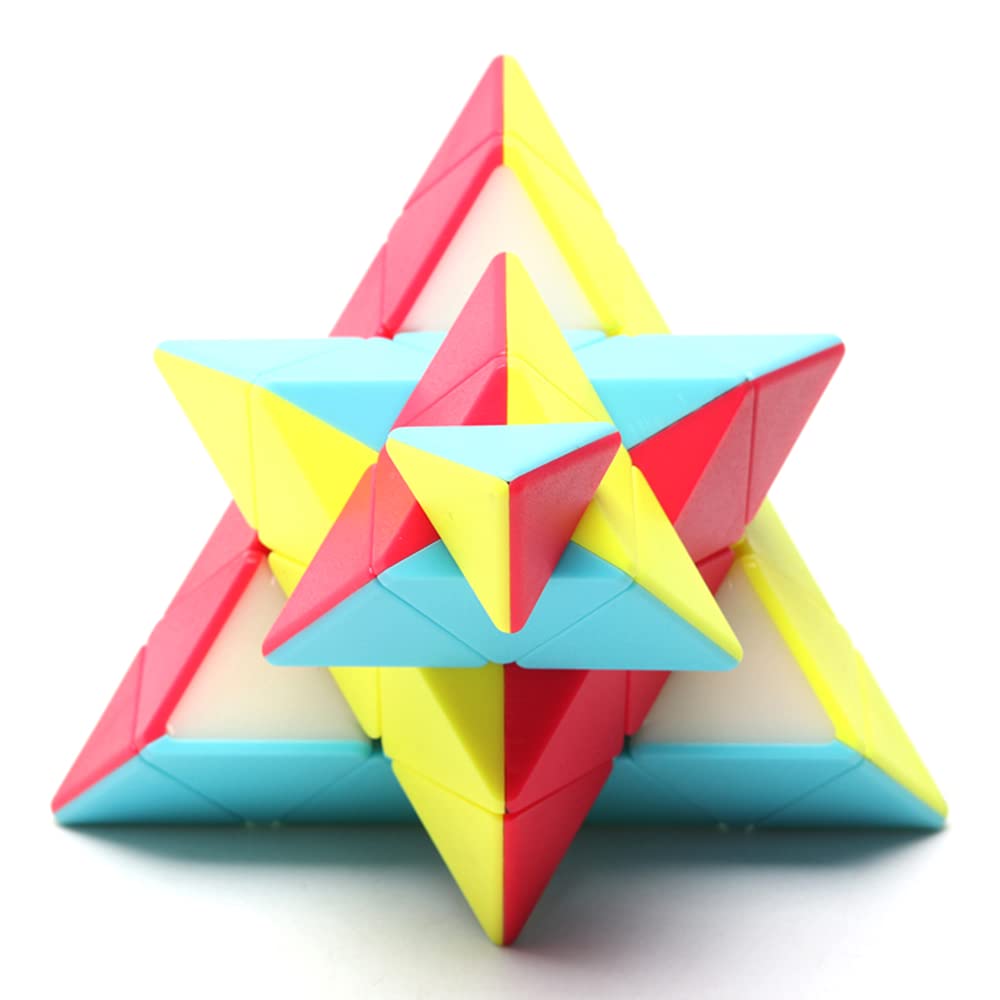 Yealvin 4X4 Pyraminx Cube 4X4X4 Pyramid Magic Speed Cube Stickerless Triangle Puzzle Cube Brain Teasers Puzzle Toys For Kids