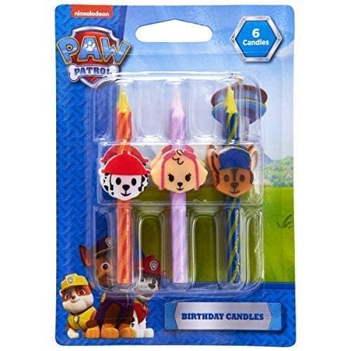 DecoPac PAW Patrol Birthday Cake Candles - Set of 6 Multicolor Wax Toppers Featuring Chase, Marshall, Skye - Model 44869