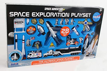 Daron Space Shuttle Model with Kennedy Space Center Sign, 28 Pieces, Plastic, Nasa Color, Model RT38148K