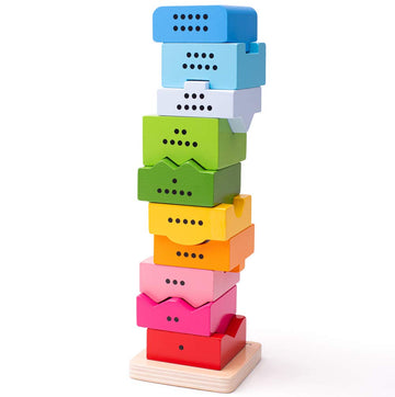 Bigjigs Toys Number Tower - Wooden Educational Toy, Multicoloured, Model BB107
