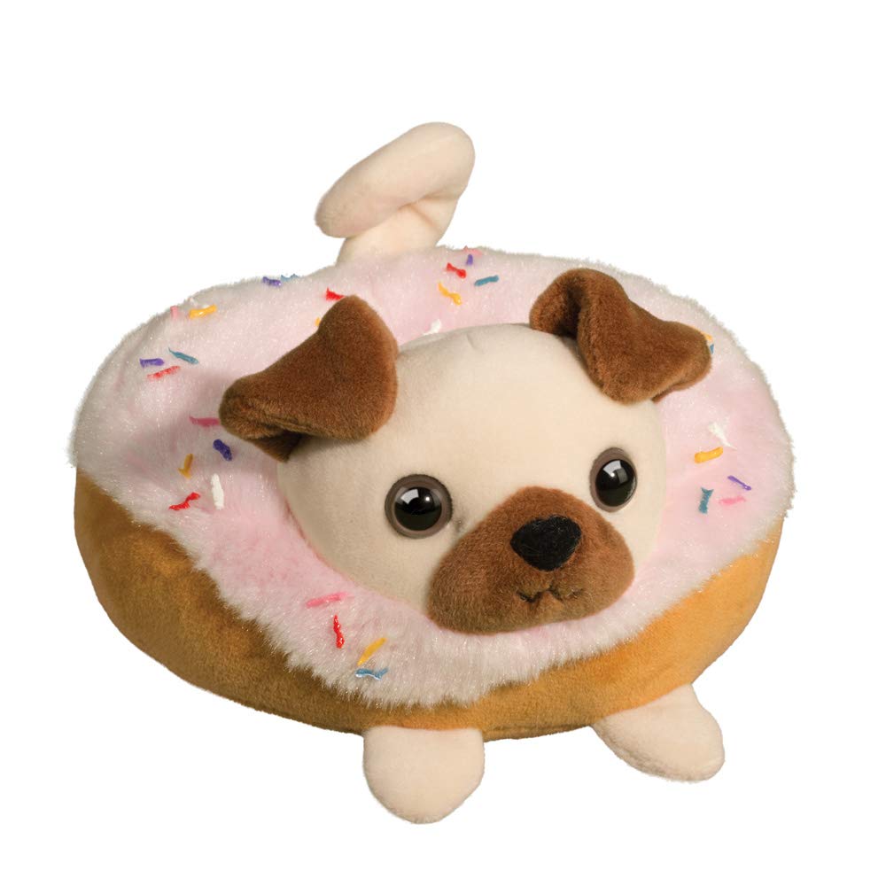 Douglas Pug Donut Macaroon Plush Stuffed Animal - 5" Wide, Cream/Pink/Brown, Soft Polyester