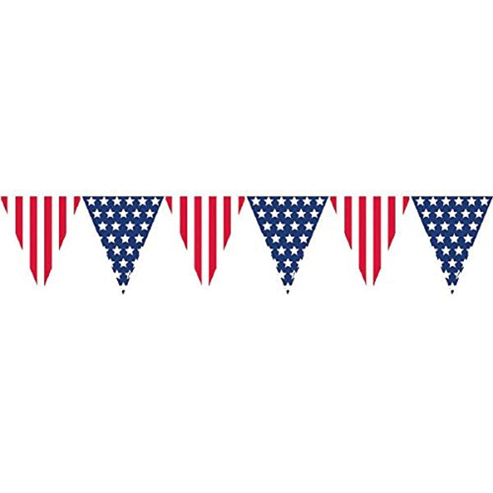 Amscan Amazing Patriotic Pennant Banner, 12, Red/White/Blue (Value 2-Pack)