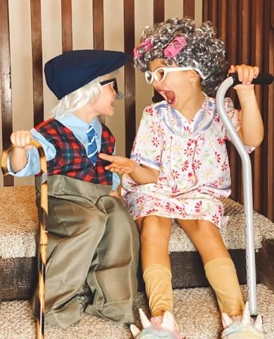 Rabtero Boys' Old Man Costume, 100 Days Of School, Size 4-6, Polyester, For Little Kids