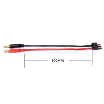 FLY RC 2pcs Lipo Battery Charge Cable with 4.0mm Gold Plated Banana Plug, 14AWG Silicone Wire for RC Cars - Slash, Rustler, Stampede,