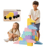 Massbricks Jumbo Plastic Building Blocks - Giant Toddler Bricks Kids, Boys, Girls Age 1-8 Play Large Educational, Construction, Stacking Toys Bpa Free (48 Pcs Pastel + Wheels)