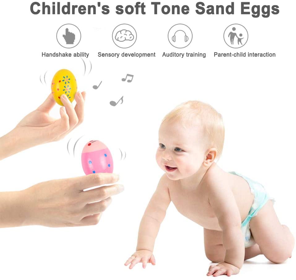 Hayder Wooden Easter Eggs Shakers Toys Maracas Kids Hand Shakers Percussion Musical For Party Favors, Classroom Prize Supplies,