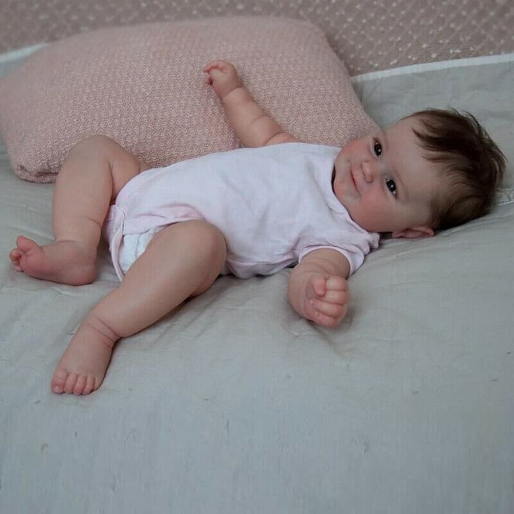 Meeler 20 Inch Reborn Baby Doll, Realistic Newborn Smiling Girl Dolls With Soft Silicone Vinyl And Cloth Body Reborn Dolls That Look Real Toddler Sweet Smile Kids Birthday Gift