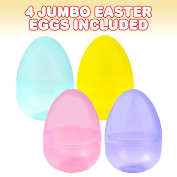 Artcreativity 8'' Jumbo Plastic Easter Eggs, Set Of 4 - Large Fillable Eggs In Assorted Translucent Colors, Perfect For Easter B