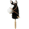 Hollyhome Outdoor Stick Horse With Wood Wheels Real Pony Neighing And Galloping Sounds Plush Toy Black 36 Inches(Aa Batteries Required)