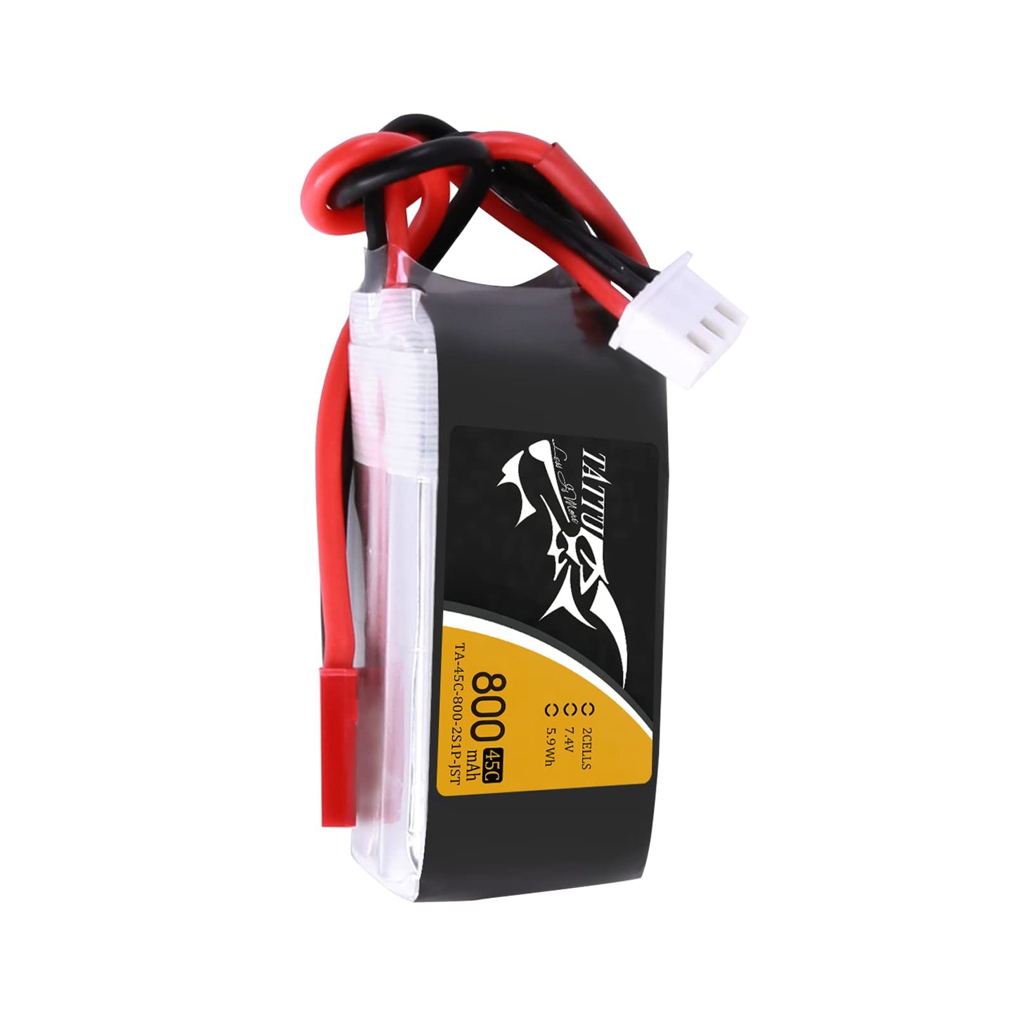 TATTU 800mAh 7.4V 45C 2S1P LiPo Battery Pack with JST-SYP Plug for Small Size FPV Torrent 110