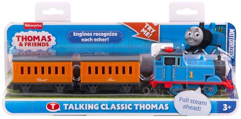Thomas & Friends JDF25 Toy Train, Motorised Talking Locomotive and Cargo Car/Tender with Thomas Classic Series & All Engines Go