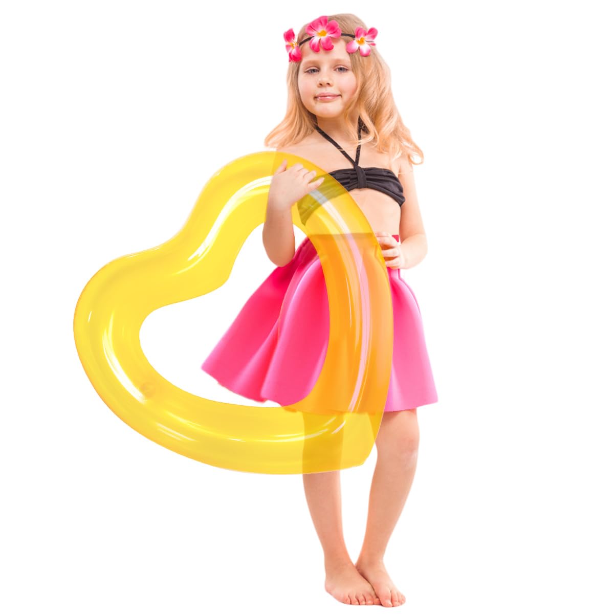 Kid Heart Pool Float For Kids,Kid Pool Floats, Water Fun Beach Party Toys For Kids,Birthday Scene Layout Props. (18 In,Transpare