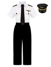 KAKALVER Kids Pilot Costume for Boys Airline Captain Pilot Uniform for Boys Career Day Dress Up Airline Costume Gifts