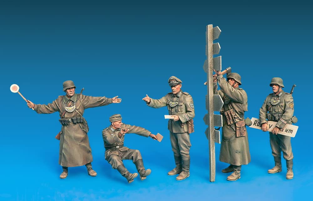 MiniArt 1/35 German Army Field Military Police Model Set - 5 Pieces, 1930-40s, Includes Weapons & Equipment, Various Colors
