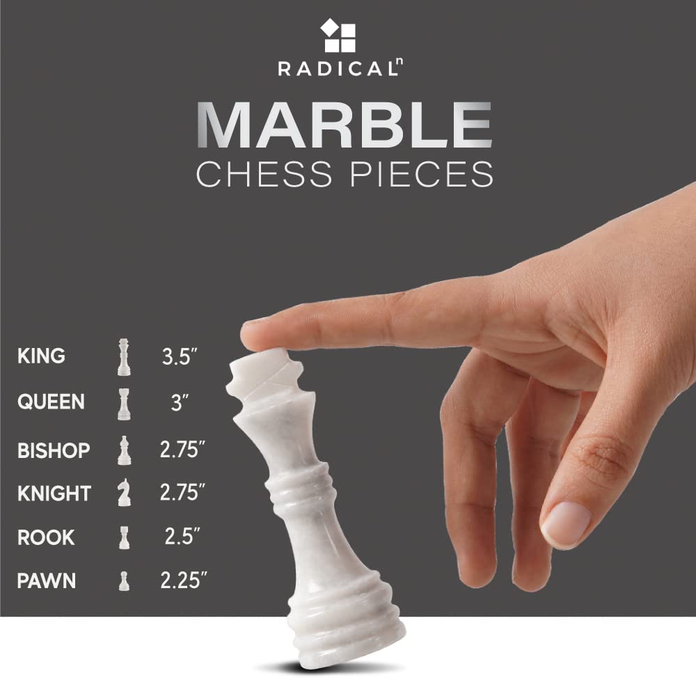 Radicaln Marble Chess Set With Storage Box 15 Inches White And Black Handmade 1 Chess Board With 32 Chess Pieces - Chess Game For 2 Player Board Game Chess Sets For Adults