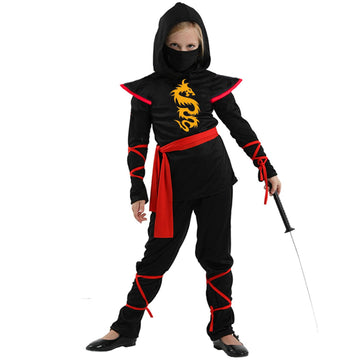 Satkull Ninja Costume Ninja Deluxe Costume Set For Kids Halloween Party Dress Up Ninja Role Playing Christmas Parties(Kids-M-6/7T)