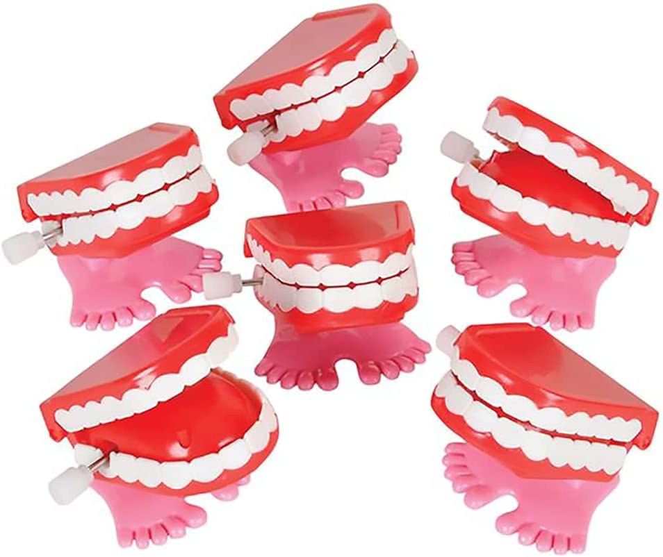 The Dreidel Company Wind Up Teeth Chomping & Chattering Teeth Toys For Kids Birthday Party Favors, Novelty And Gag Gifts, 1.75''