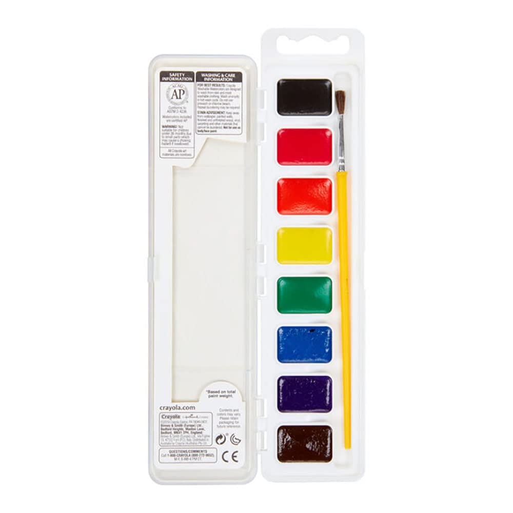 Crayola Washable Watercolors, Kids Paint Set, 8ct