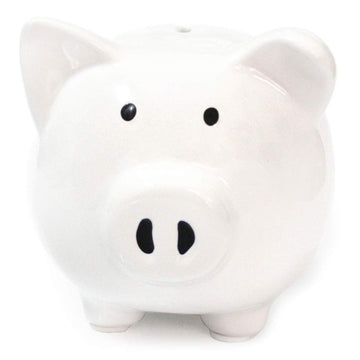 Pink Piggy Bank,Ceramic Money Piggy Bank Kids (White)