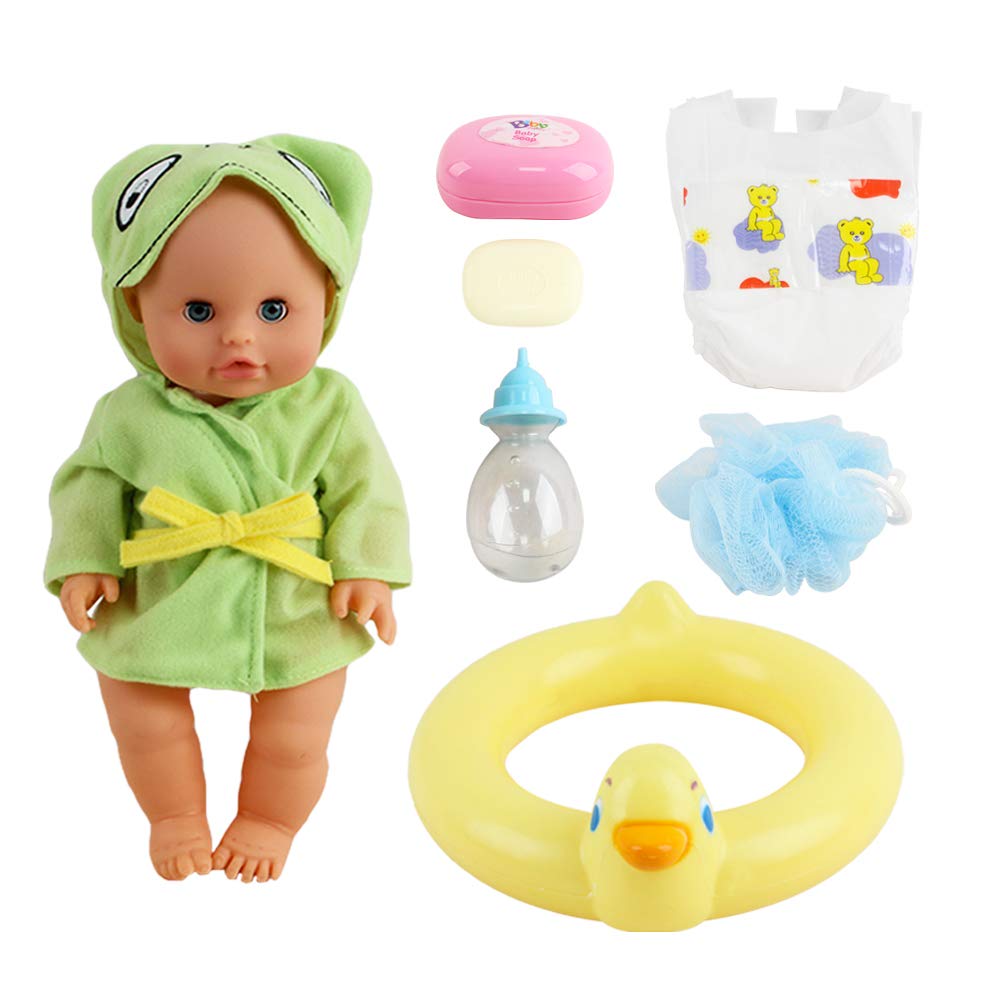 Deao Baby Doll Set,Bathtime Baby Doll 6 Pcs Accessories For Kids