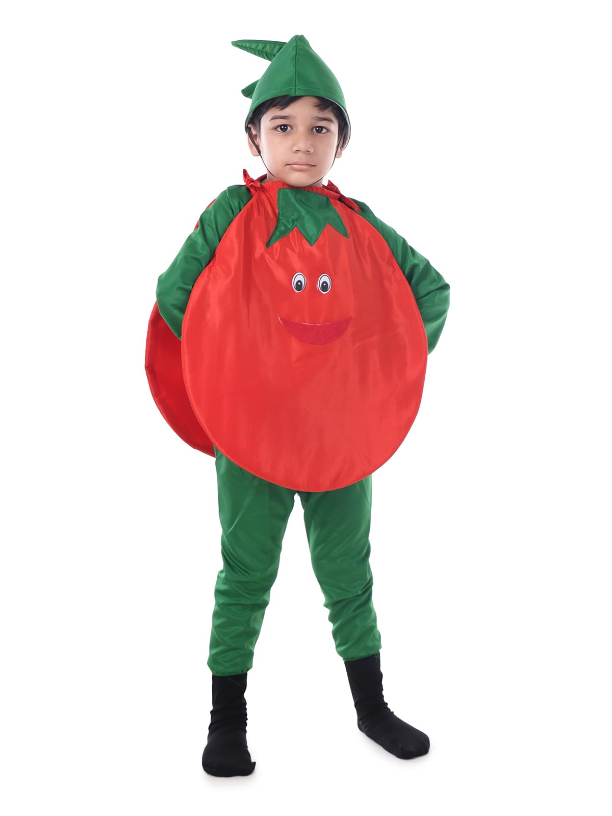 The Dance Bible Tomato Fancy Dress With Jumpsuit For Kids 5-7 Years | Boys & Girls Vegetable Cutout Costume For School Function
