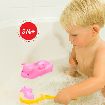 Baby Bath Toys 4Pcs Rubber Pink Pig Family Squeak Float Bath Ducks Bath Tub Shower Toys For Toddlers Boys Girls