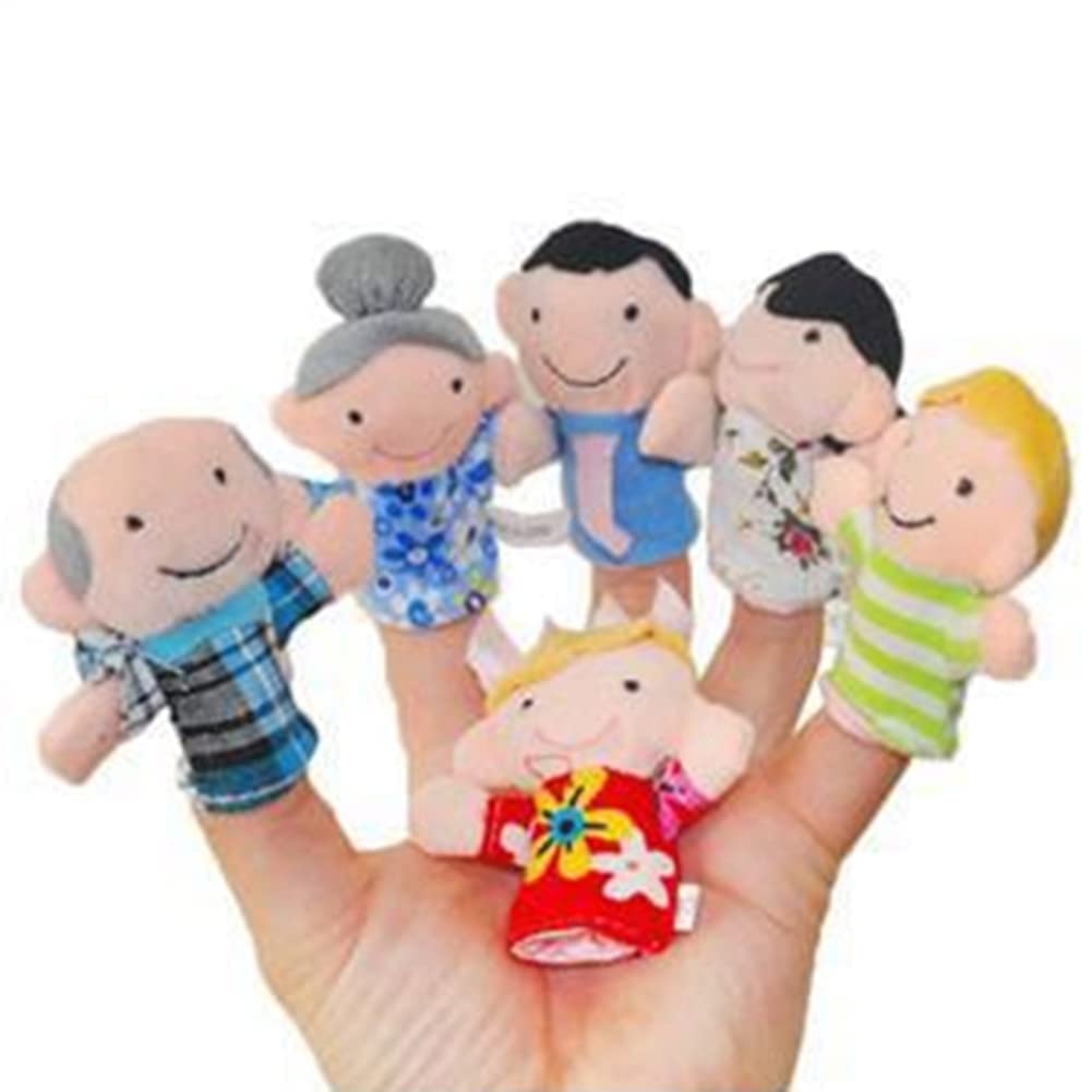 6 Piece Mini Grandparents, Finger Puppet Set, Cloth Velvet Puppets, 6 People Family Members Finger Puppets Toys Set, Story Time,