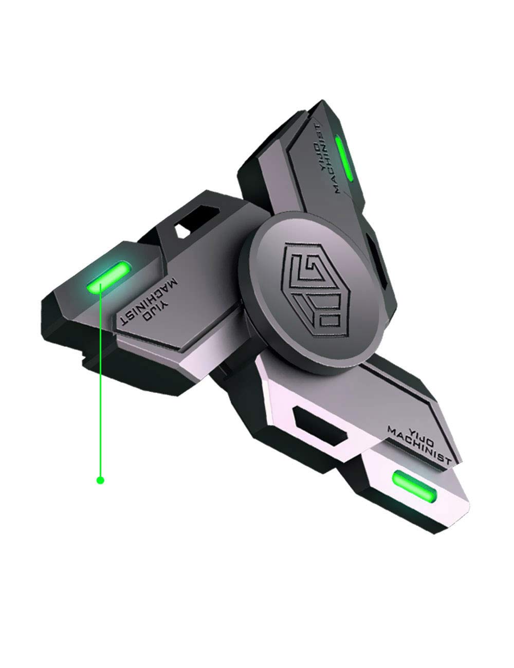 INNÔPLUS Grey Fidget Spinner Toy for Stress Relief, ADHD & Anxiety, Metal Hand Spinner with Luminous Light, 6.35mm x 12.7mm x 4.762