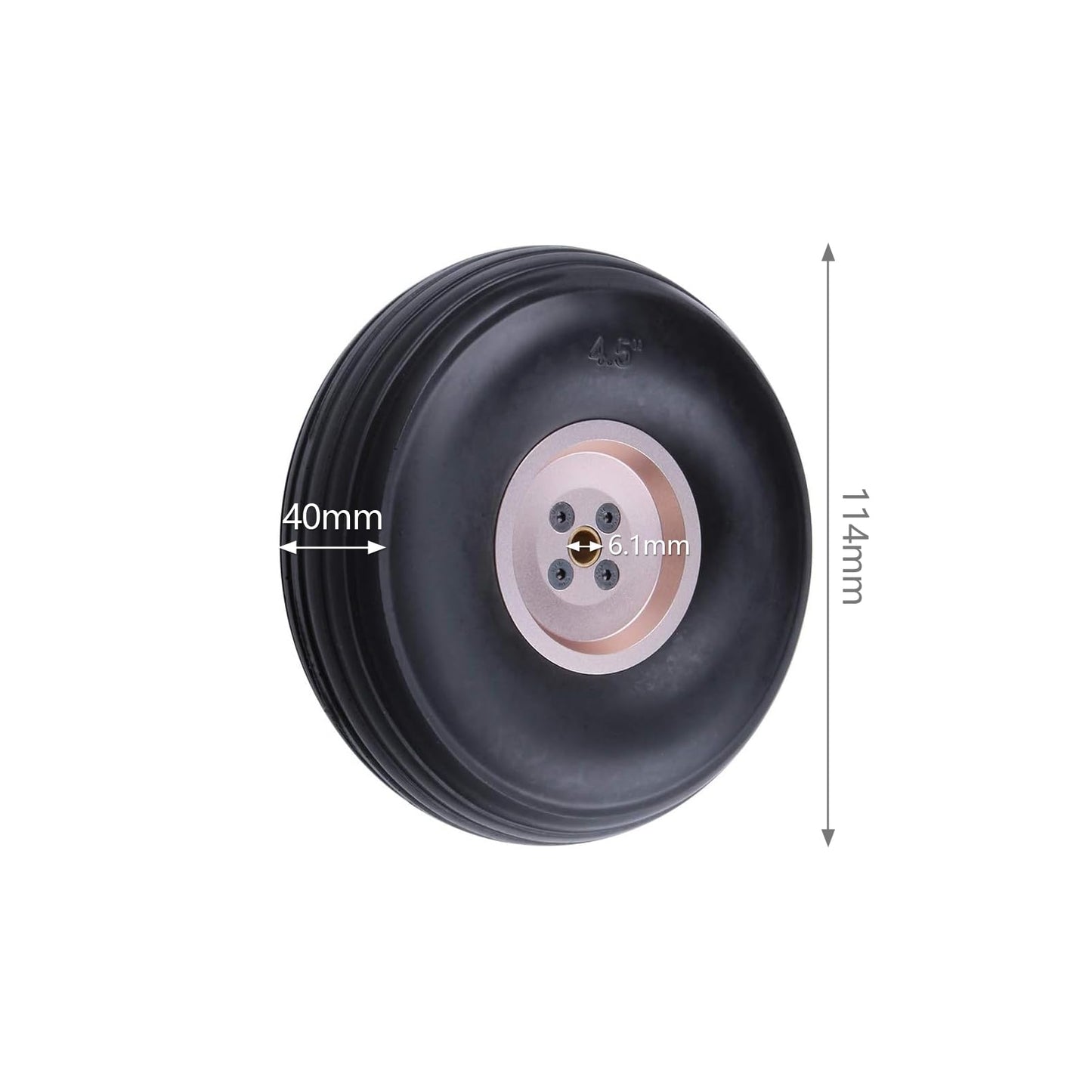 Hobbypark 1 Piece Rubber Tire & Wheel For Rc Airplane Replacement Parts (4.5''/114Mm)
