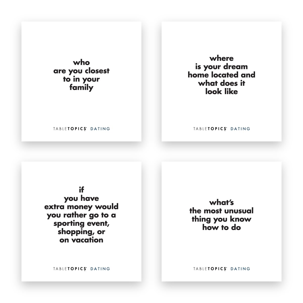 Tabletopics Dating To Go - 40 Conversation Starter Question Cards To Break The Ice, Get To Know Your Date. Great Game For Couples Just Starting Out Or First Dates
