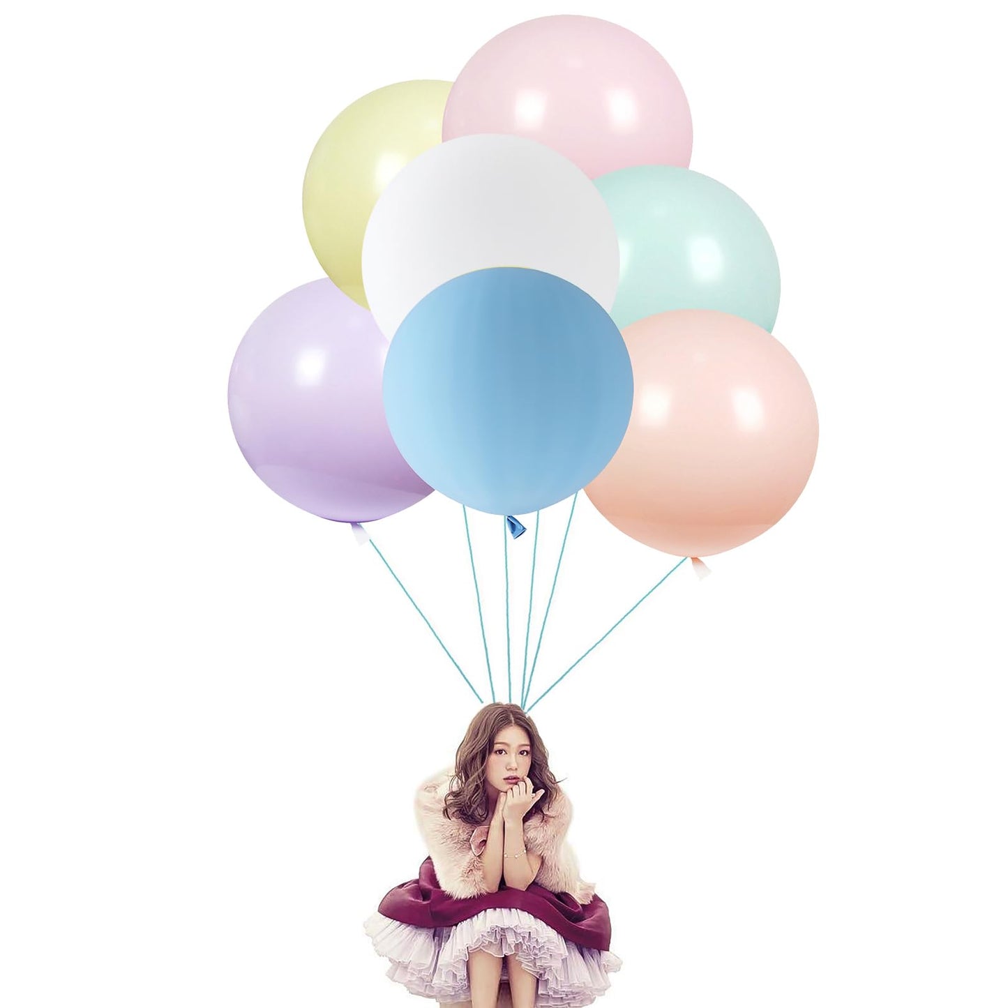 In-Jooyaa 24 Inch Christmas Pastel Balloons Big Round Macaron Balloons 7Pcs Large Latex Thick Balloons For Photo Shoot Wedding B