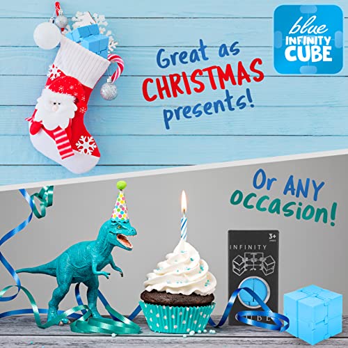 SMALL FISH Blue Infinity Cube Fidget Toy - 1.5 Sensory Stress Relief Gadget for Kids & Adults, Ideal for Autism & Desk Décor