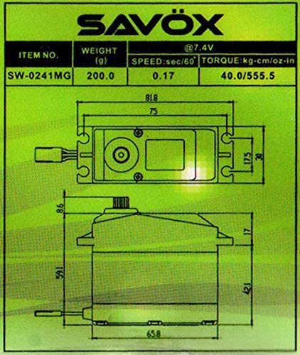 Savx SW0241MG Waterproof 5th Scale Digital Servo .17/555 High Voltage