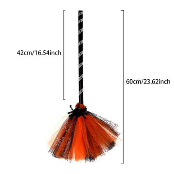 NSVJVY Kids Witch Broom, Halloween Broomstick, Photography Prop Toy, Cosplay Dress Up Costume Party Cute Witch Broom (Orange)