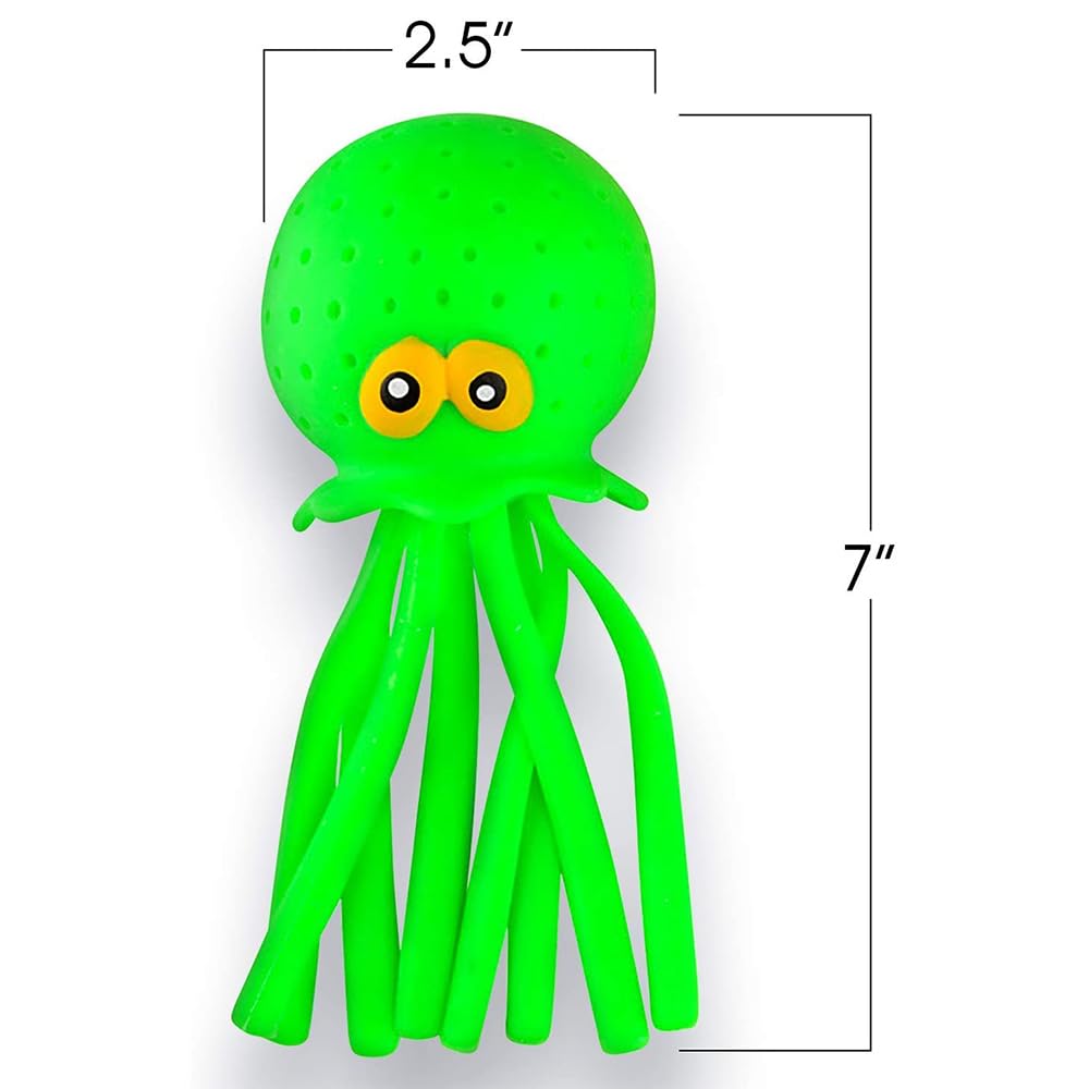 Artcreativity Octopus Water Balls, Set Of 6, Rubber Kids’ Bath Toys, Sensory Stress Relief Pool Toys For Kids, Cute Goodie Bag Fillers For Boys And Girls, Pink, Blue And Green
