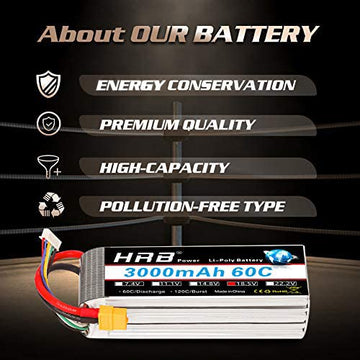 HRB 5S Lipo Battery XT60 3000mAh 18.5V 60C RC Lipo Battery Compatible with RC Car RC Plane RC Truck RC Boat