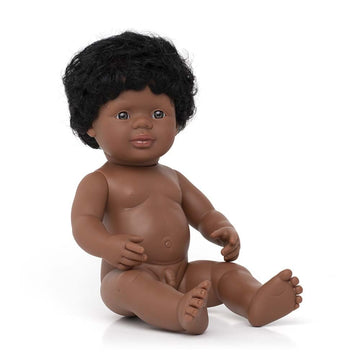 Miniland 15'' Anatomically Correct Baby Doll, African-American Boy