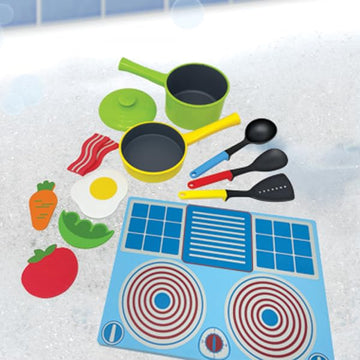 Bathblocks Floating Cookset - Plastic, Red, Blue, Yellow, 8.5 X 11 X 4 Inches, Kid