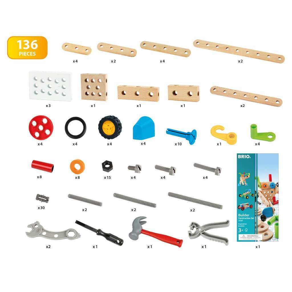 Brio Builder 34587 Construction Set - 136-Piece Stem Toy With Wood And Plastic For Kids | Enhances Creative Skills | Safety Tested | Age 3 And Up
