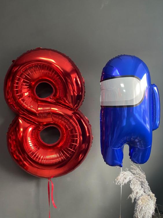 Red Number 8 Balloon 40 Inch, 8 Balloon Number, 8Th Birthday Decorations, Red Party Supplies For Boys Girls
