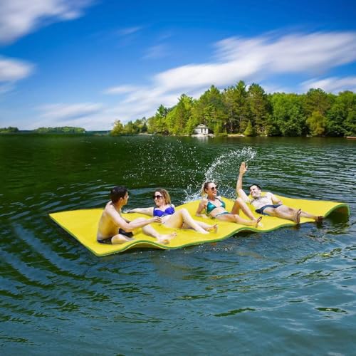 Outroad 12FT Floating Water Pad Mat, 3 Layers XPE Foam Lily Pad for Beach, Ocean, Lake, Roll-Up Floating Island for Water Recrea