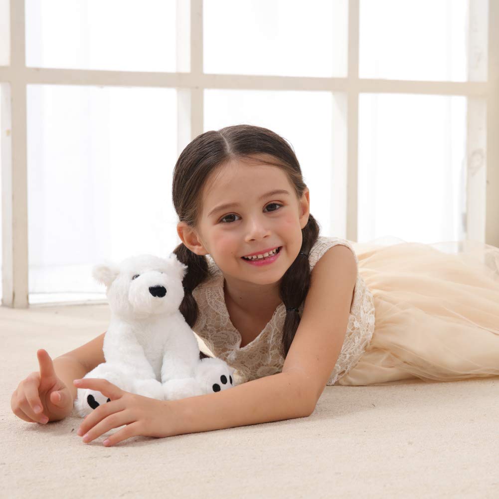 Apricot Lamb Plush White Polar Bear Stuffed Animal - Soft Cuddly Toy, 8 Inches, Perfect for Kids
