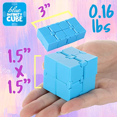 SMALL FISH Blue Infinity Cube Fidget Toy - 1.5 Sensory Stress Relief Gadget for Kids & Adults, Ideal for Autism & Desk Décor