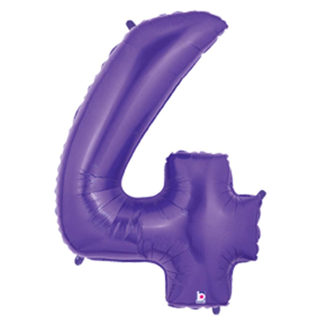 Purple #4 Balloon 40 High Large Balloon Number Shaped Birthday Party