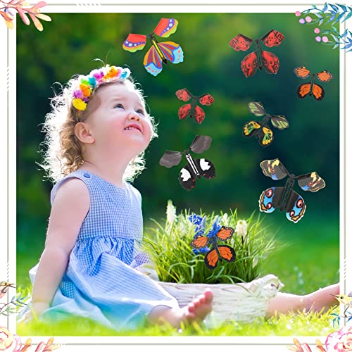 Canlierr 15 Pieces Magic Fairy Flying Butterfly Rubber Band Powered Butterfly Wind Up Butterfly Toy Flyers Butterflies For Weddi