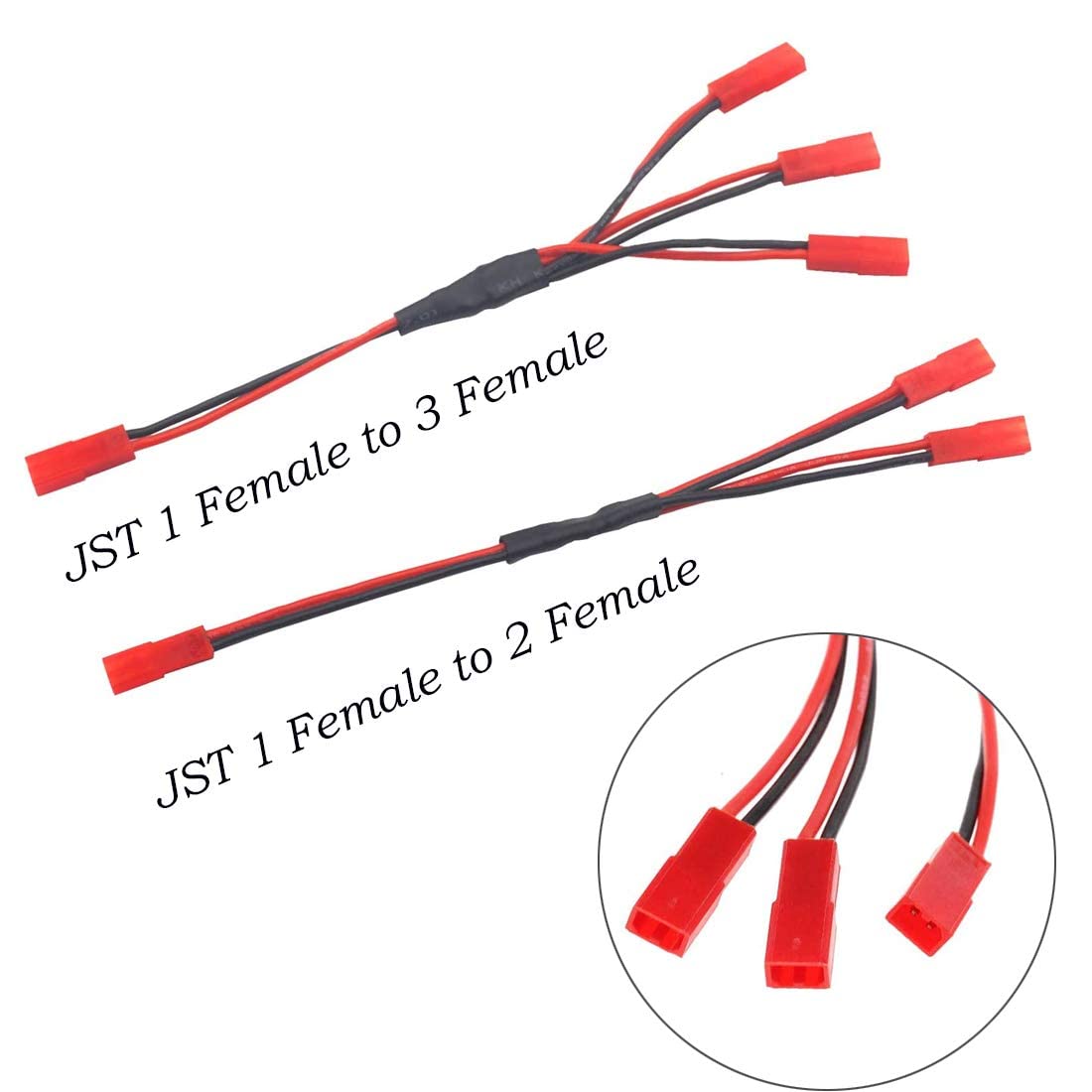 6PCS JST Plug Splitter JST Male Female Y Cable JST Y Parallel Adapter Harness JST to JR Adapter for Traxxas TRX-4 1/10 RC Car Cr