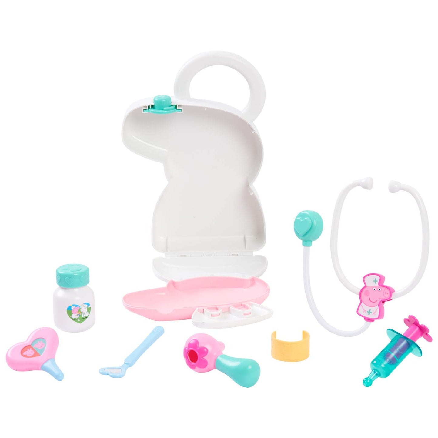 Peppa Pig Checkup Case Set with Carry Handle, 8-Piece Doctor Kit for Kids with Stethoscope, Kids Toys for Ages 3 Up by Just Play