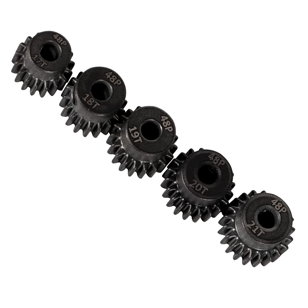 WEISHUJI Pinion Gear Set,48P Pinion Gear Set,48 Pitch Pinion Gear Set 3.175mm Shaft Hole 17T 18T 19T 20T 21T Pinion Gear with Sc